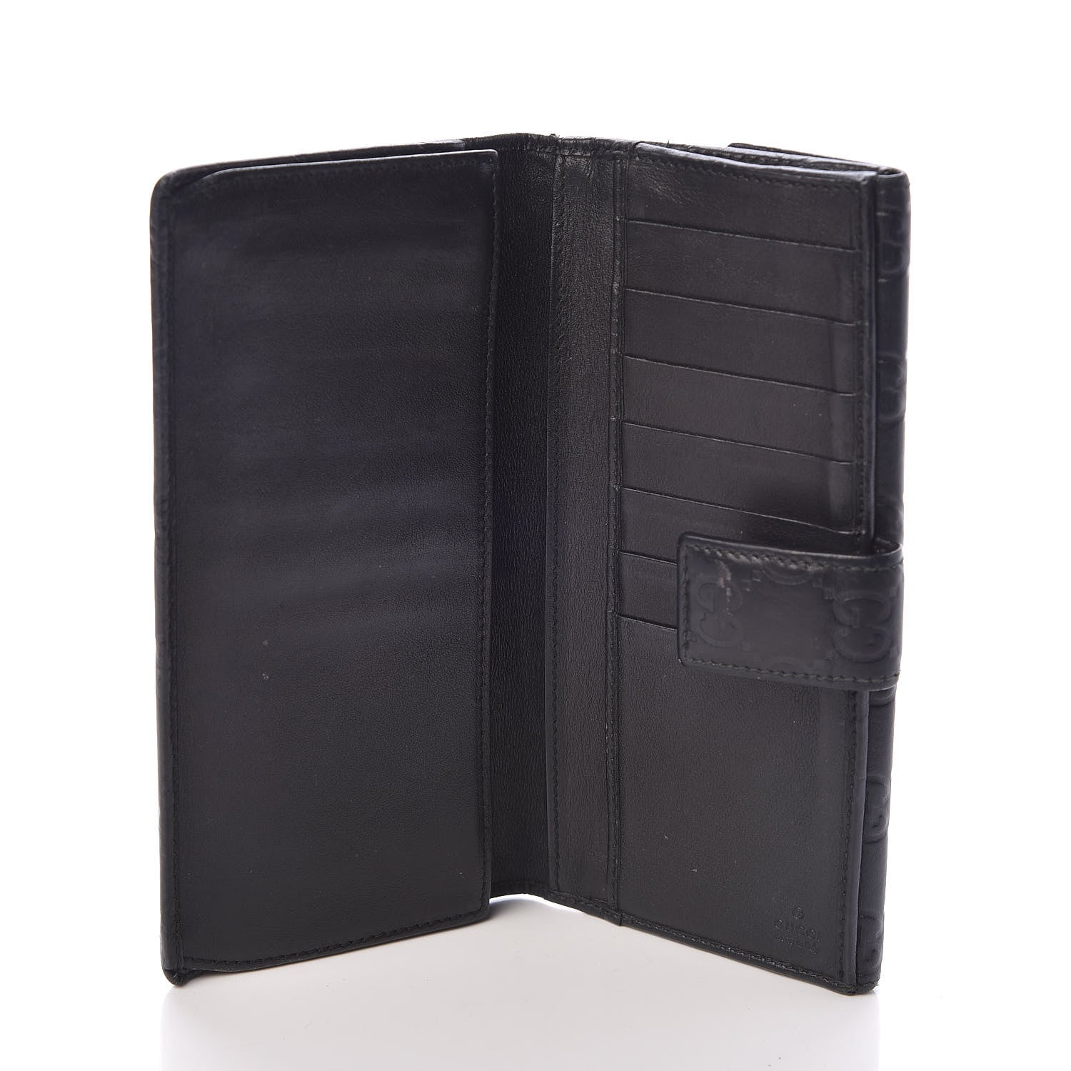 Gucci Guccissima Margaux Calfskin Metal Bar Continental Flap Wallet Black 5 of 7