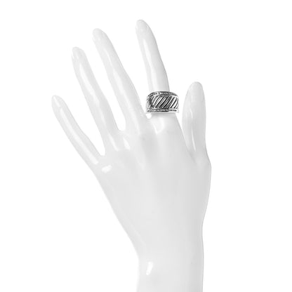 David Yurman Sterling Silver Diamond Cable Cigar Band Ring 54 6.75 2 of 6