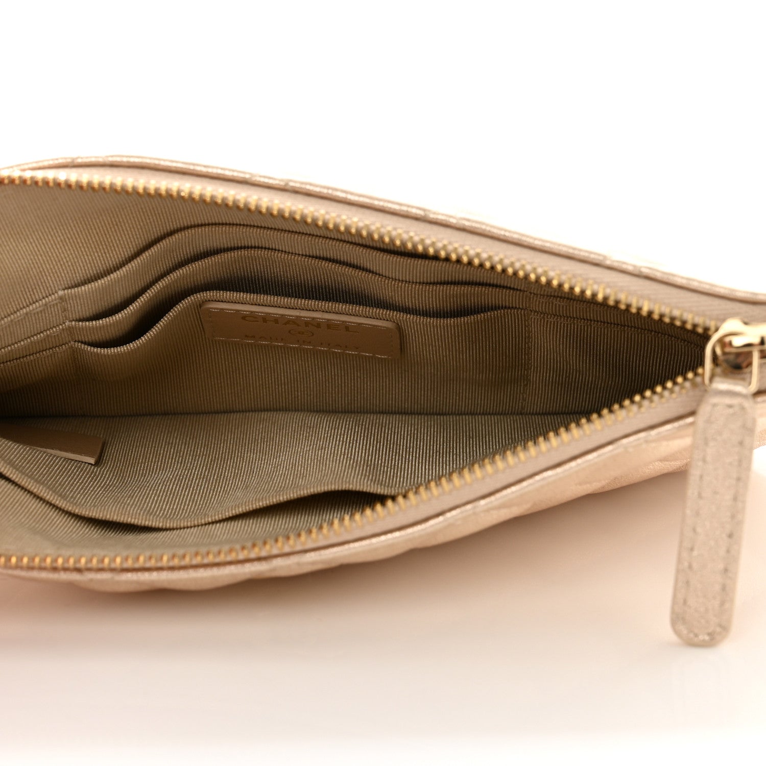 Chanel Metallic Lambskin Quilted Cosmetic Case Gold 5 of 8