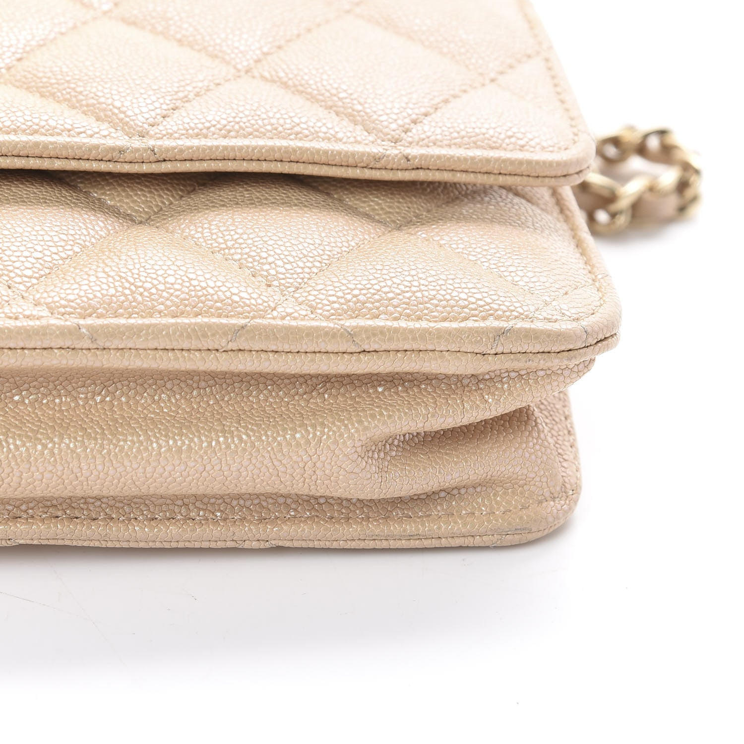 Chanel Iridescent Caviar Quilted Wallet On Chain WOC Beige 11 of 13