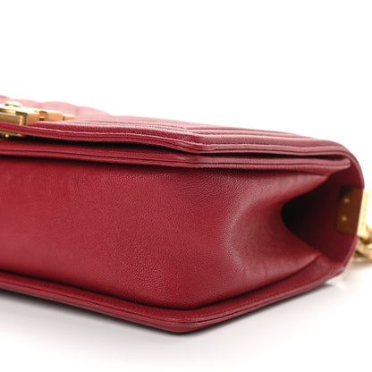 Chanel Caviar Chevron Quilted Medium Boy Flap Red 10 of 11