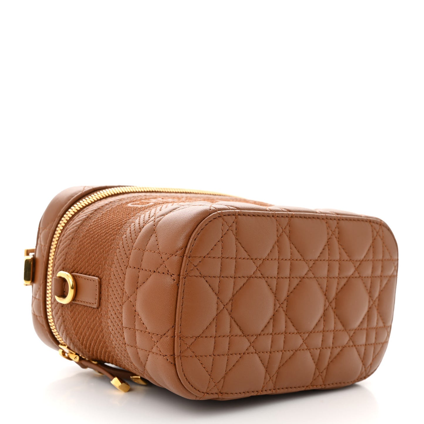 Lambskin Cannage Small Diortravel Vanity Case Cognac