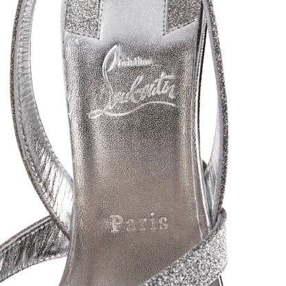 Christian Louboutin Glitter Calfskin Taralita 85 Thong Sandals 41 Silver 7 of 10