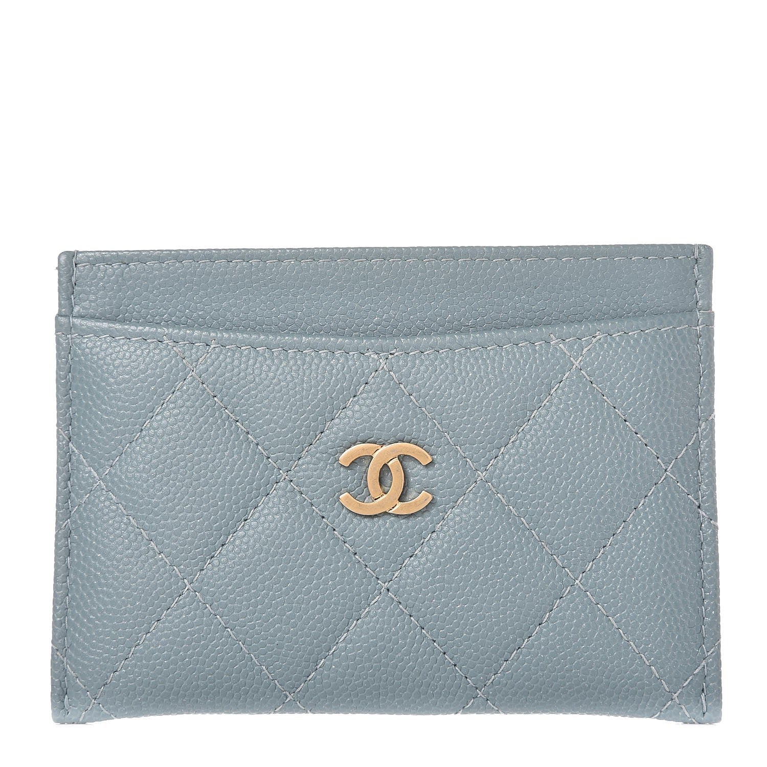 Chanel Iridescent Caviar Quilted Card Holder Light Blue 1 of 9