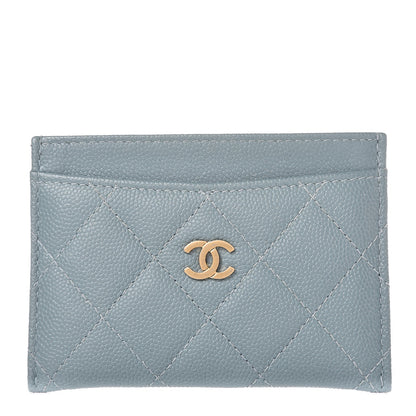 Chanel Iridescent Caviar Quilted Card Holder Light Blue 1 of 9