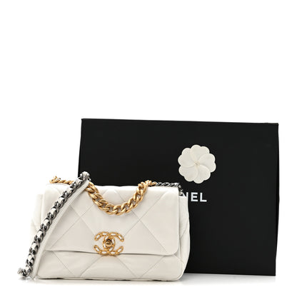 Chanel Goatskin Quilted Medium Chanel 19 Flap White 12 of 12