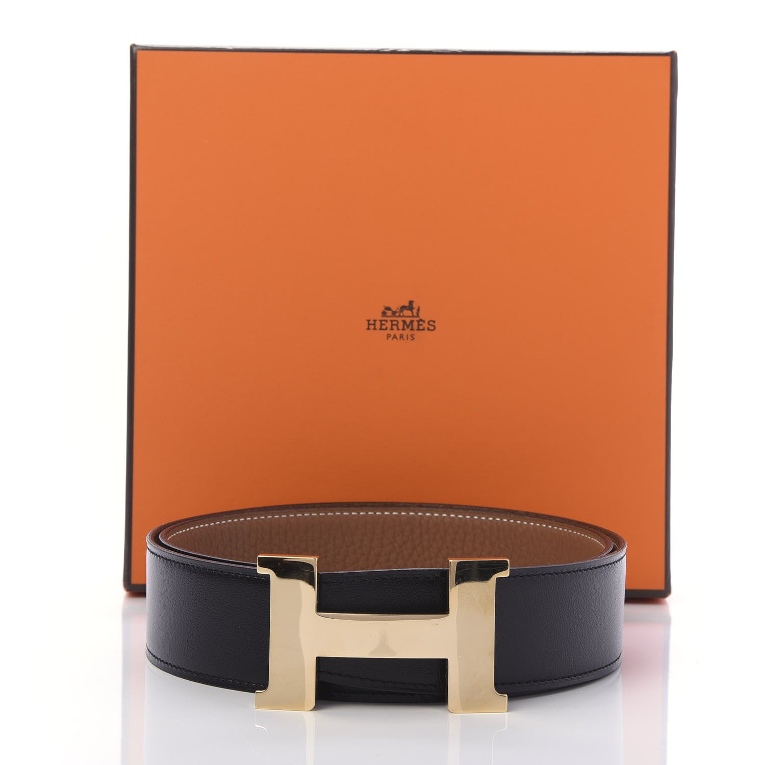 Hermes Box Togo 38mm H Belt 80 Black Gold 6 of 6
