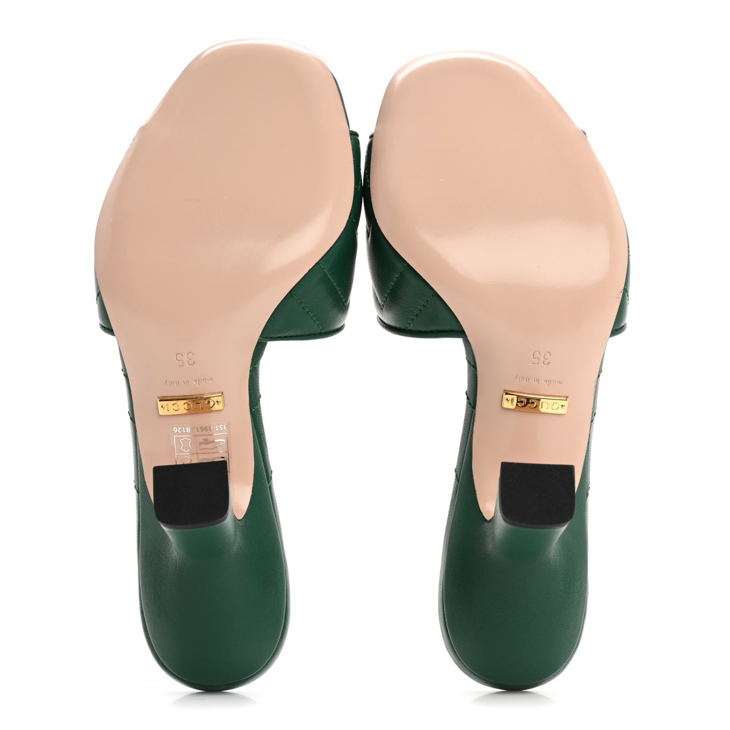 Nappa Matelasse GG Marmont 75mm Slide Sandals 35 Emerald