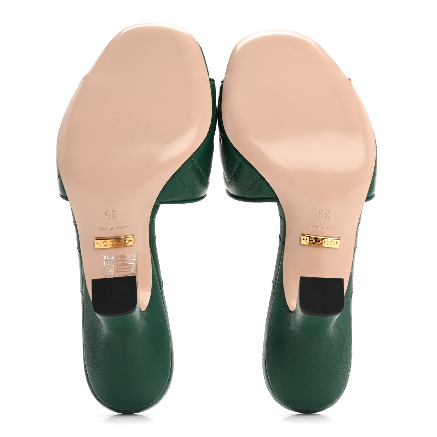 Gucci Nappa Matelasse GG Marmont 75mm Slide Sandals 35 Emerald 6 of 8