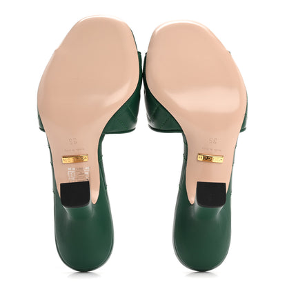 Gucci Nappa Matelasse GG Marmont 75mm Slide Sandals 35 Emerald 6 of 8