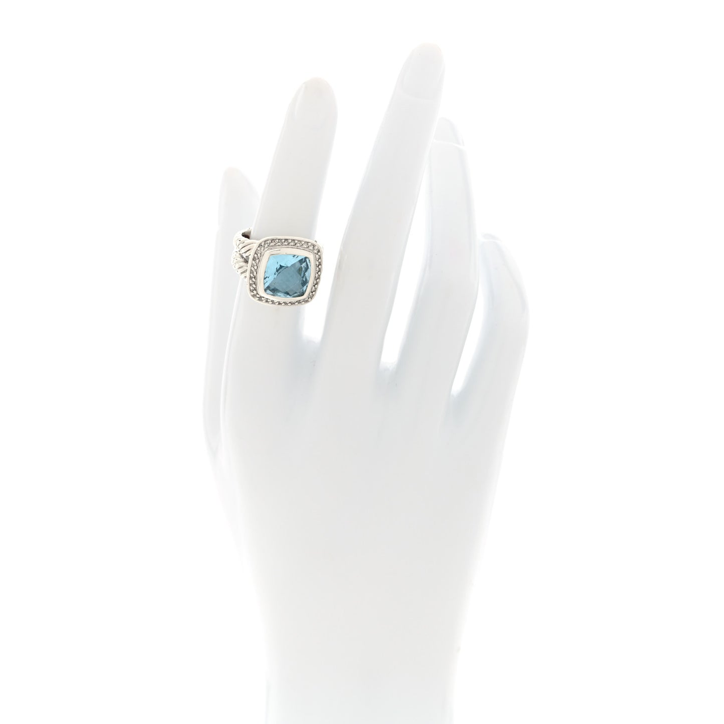 Sterling Silver Diamond Blue Topaz 11mm Albion Ring 50 5.5