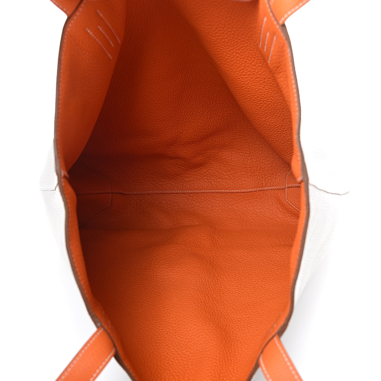Hermes Taurillon Clemence Double Sens 36 Reversible Tote Gris Perle Orange 7 of 15