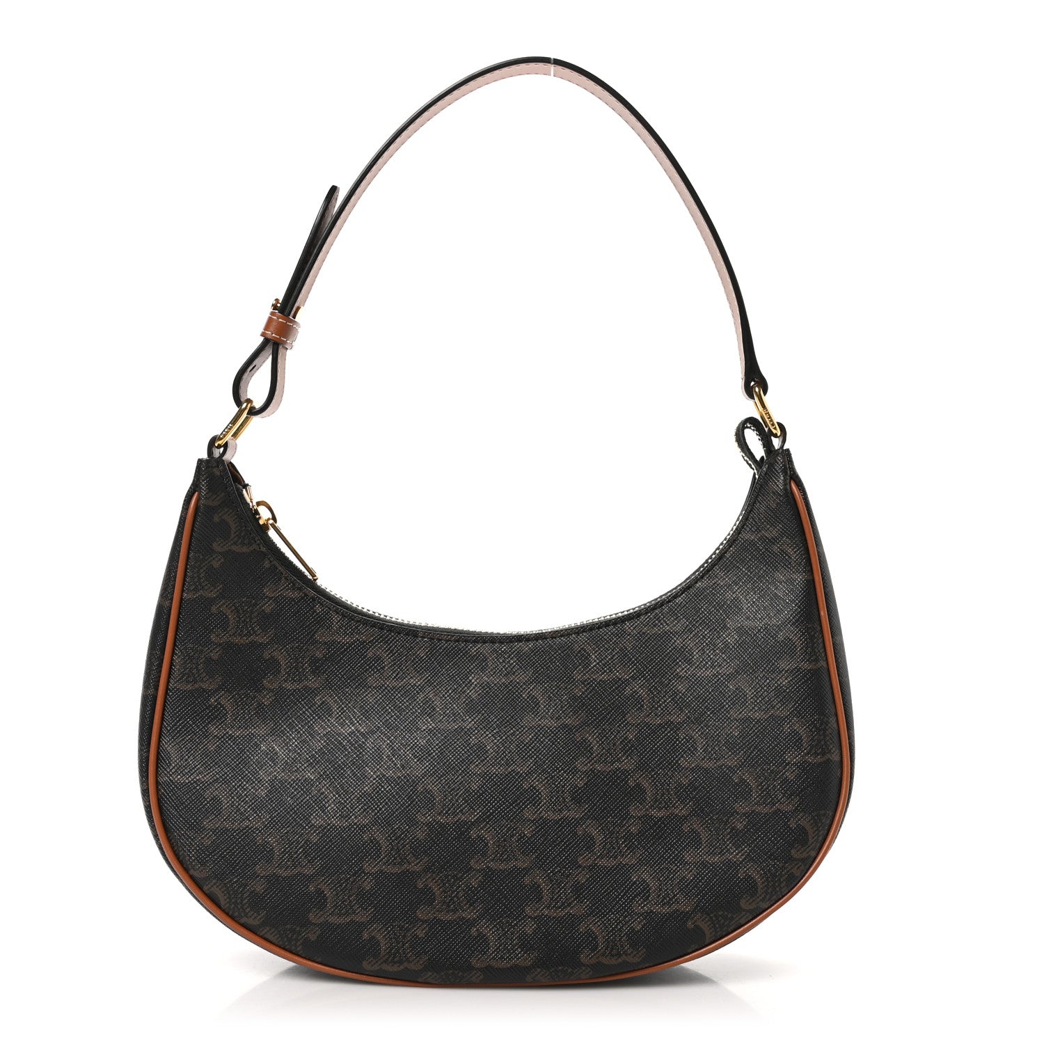 Celine Triomphe Canvas Calfskin Ava Shoulder Bag Tan 1 of 10