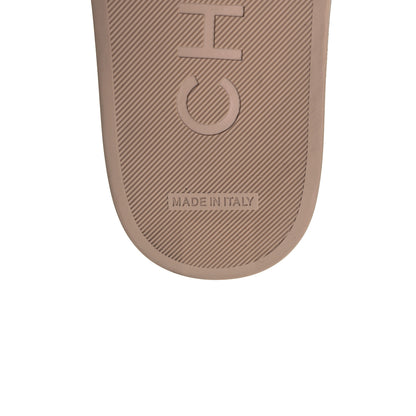 Chanel Felt Pearl Lambskin Chain Flat Sandals 37 Beige 6 of 8