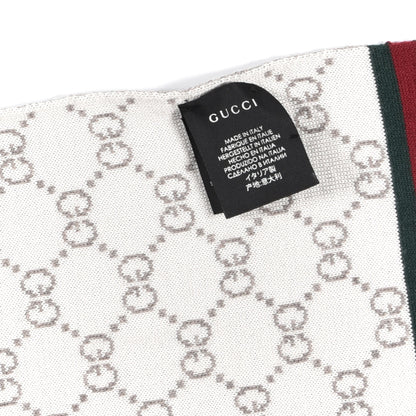 Gucci Wool Tricot GG Monogram Web Solange Scarf Coffee Ivory 4 of 4