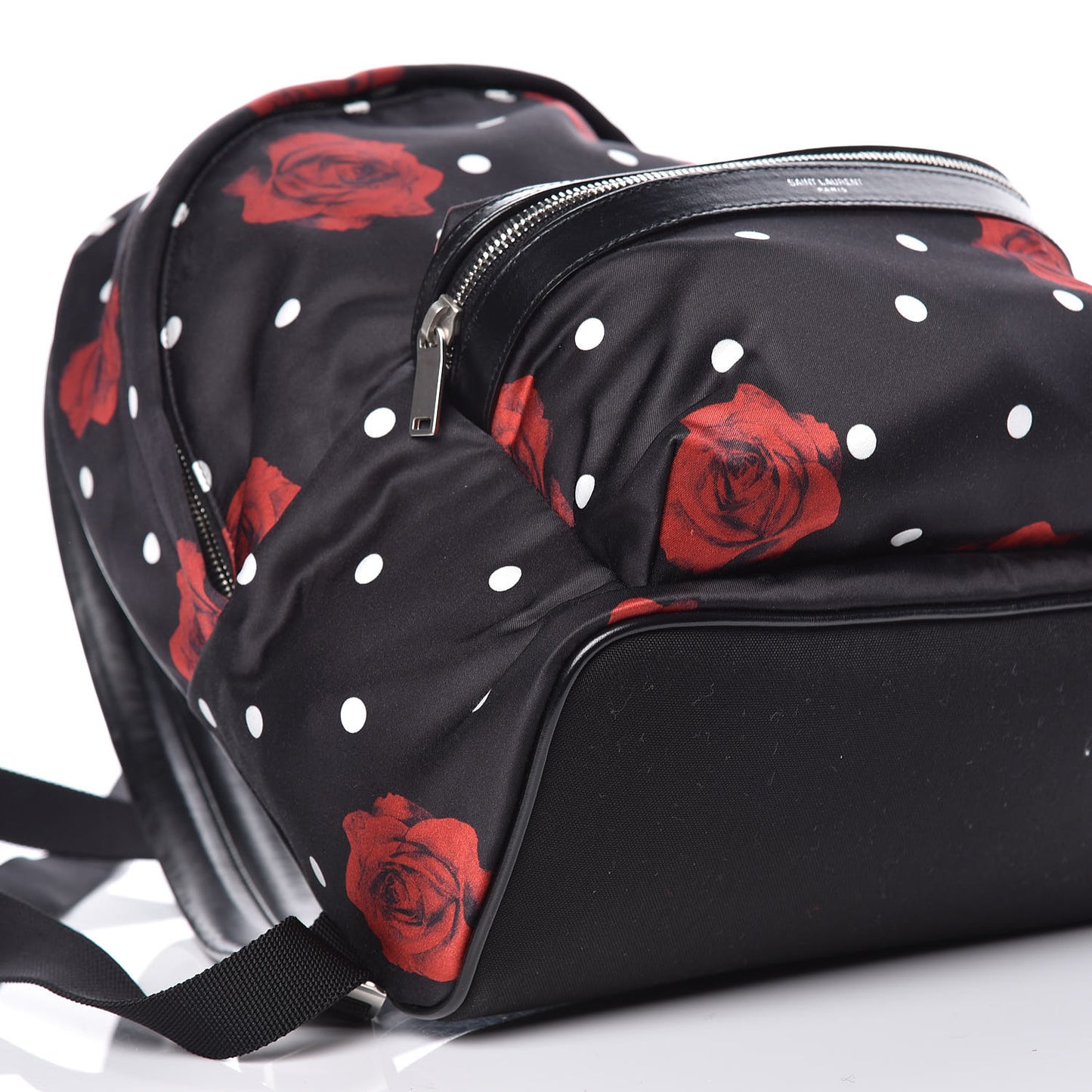 Satin Rose Print Mini City Backpack Black