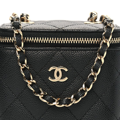Chanel Caviar Quilted Mini Vanity Case With Chain Black 7 of 10