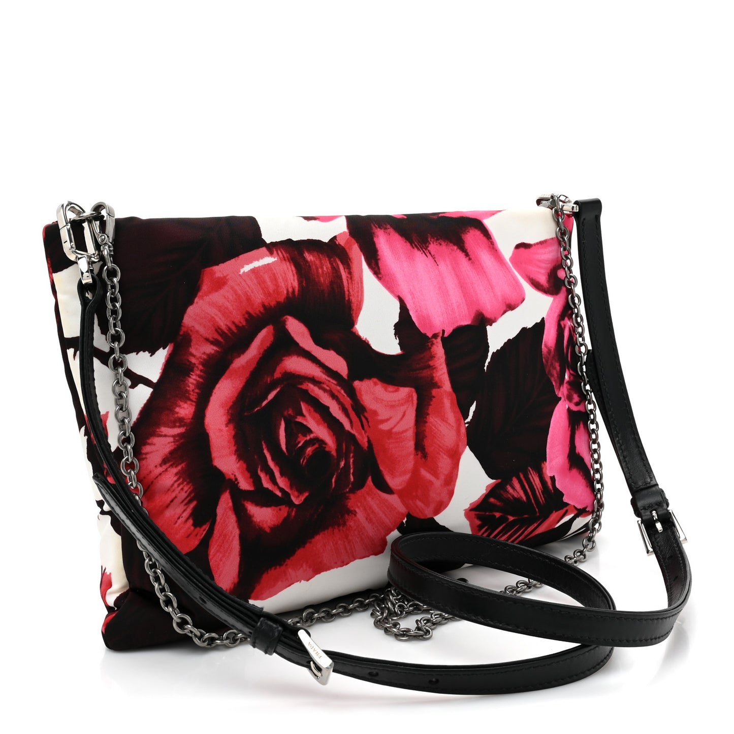 Tessuto Soft Nylon Rose Print Small Chain Clutch Pink