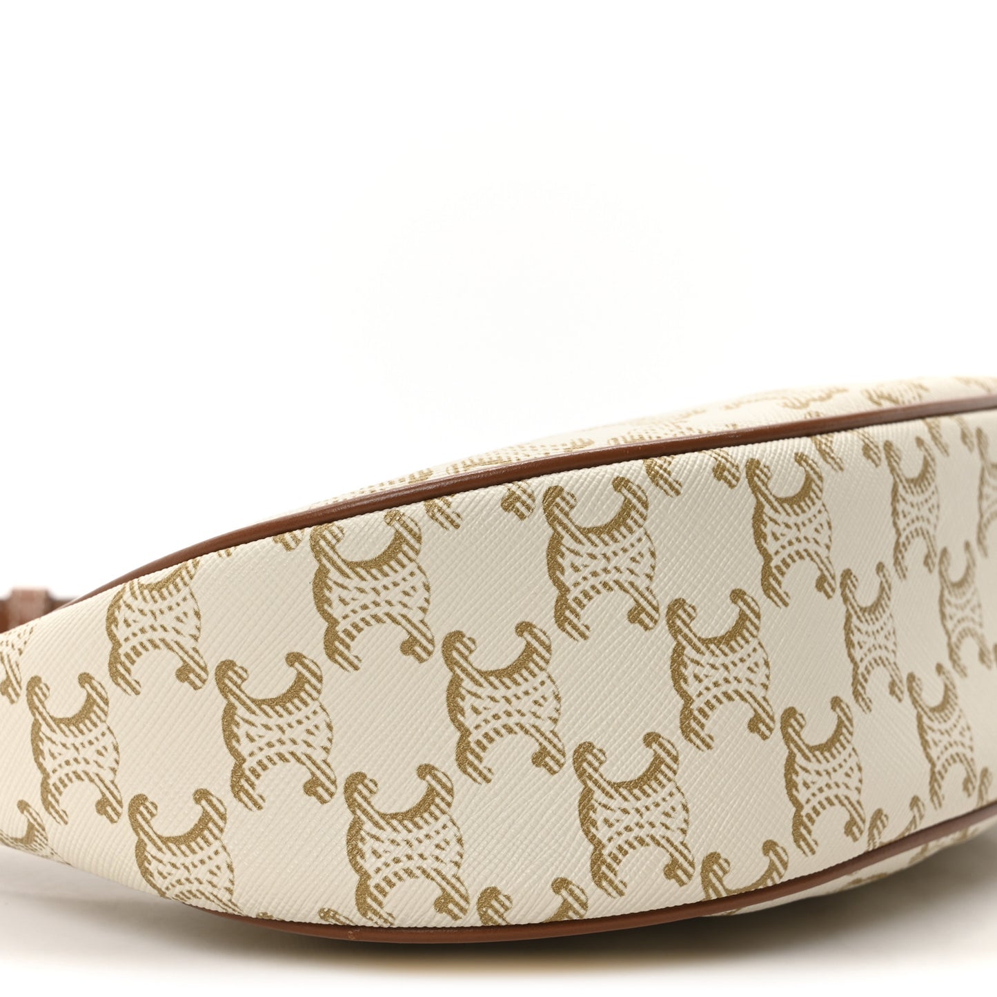 Canvas Calfskin Ava Triomphe Shoulder Bag White