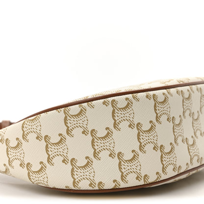 Celine Canvas Calfskin Ava Triomphe Shoulder Bag White 10 of 11