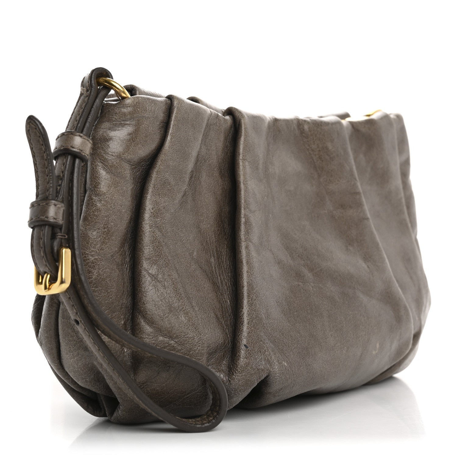 Prada Vitello Shine Mordore Wristlet Clutch Argilla 3 of 13