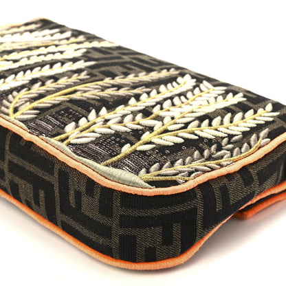 Fendi Fabric Jacquard FF 1974 Plant Embroidered Baguette Tobacco Moro Orange 14 of 14