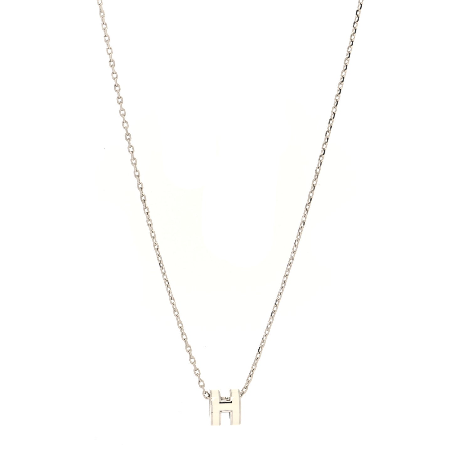 Lacquered Palladium Mini Pop H Pendant Necklace White