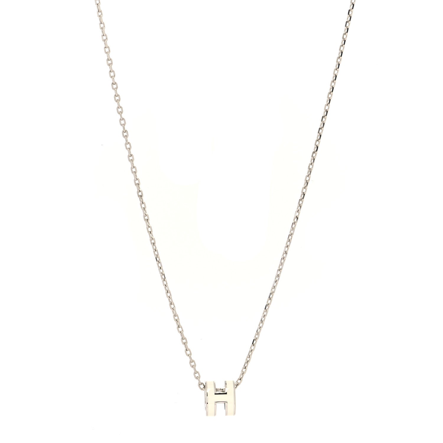 Hermes Lacquered Palladium Mini Pop H Pendant Necklace White 2 of 5