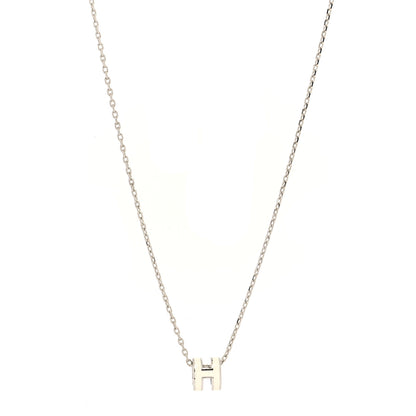 Hermes Lacquered Palladium Mini Pop H Pendant Necklace White 2 of 5