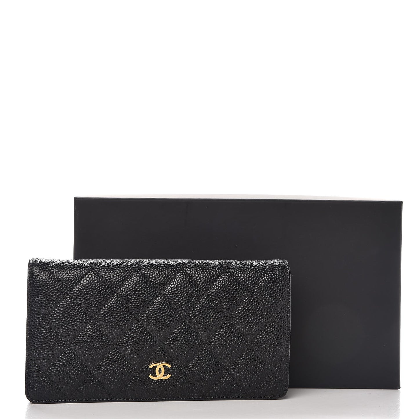 Caviar Quilted Yen Wallet Black