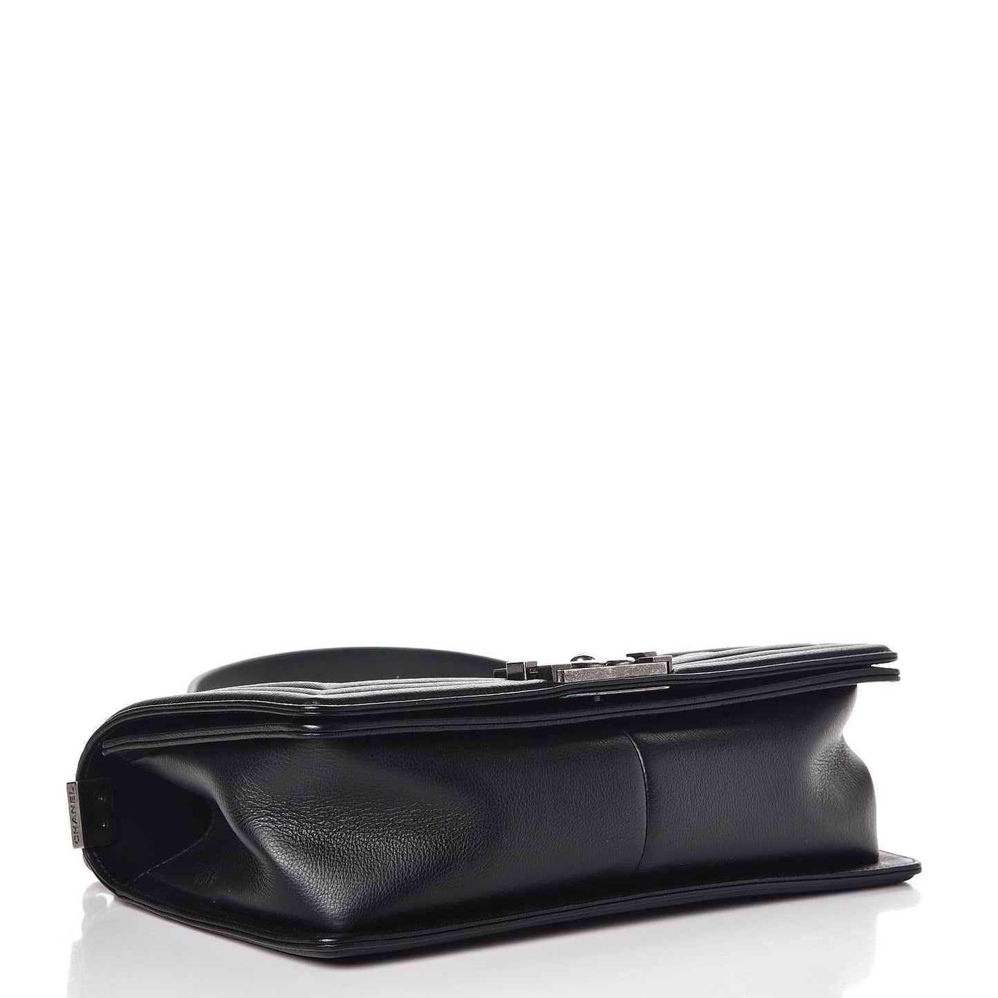 Calfskin Double Stitch Medium Boy Flap Black