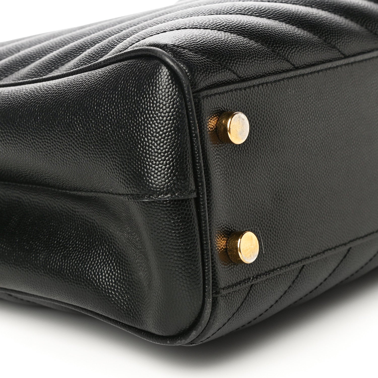Saint Laurent Grain De Poudre Matelasse Chevron Monogram Shopping Bag Black 9 of 13