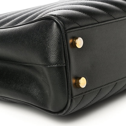 Saint Laurent Grain De Poudre Matelasse Chevron Monogram Shopping Bag Black 9 of 13