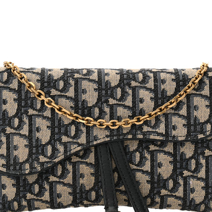 Christian Dior Oblique Saddle Chain Long Wallet Blue 9 of 15