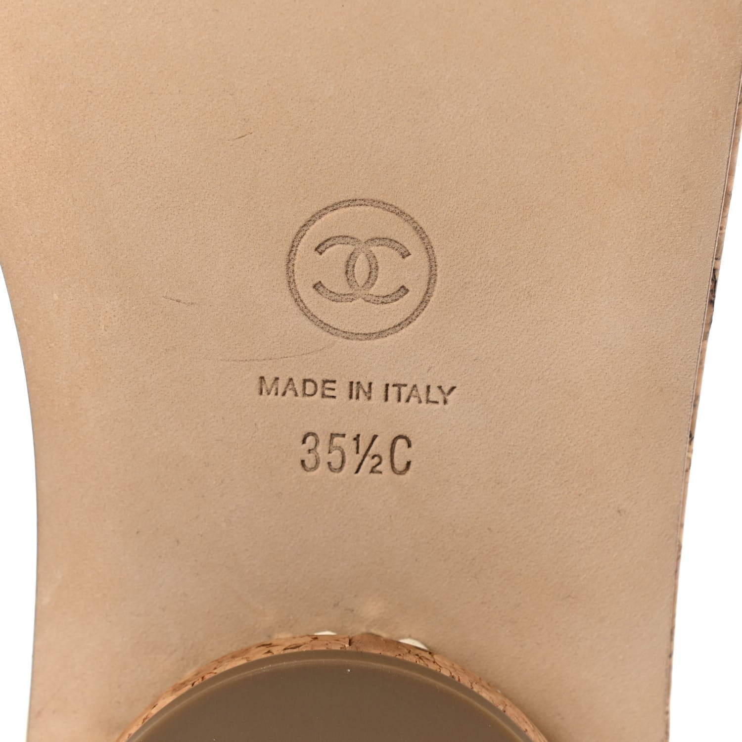 Chanel Lambskin Chain Cork Sandals 35.5 White 6 of 7