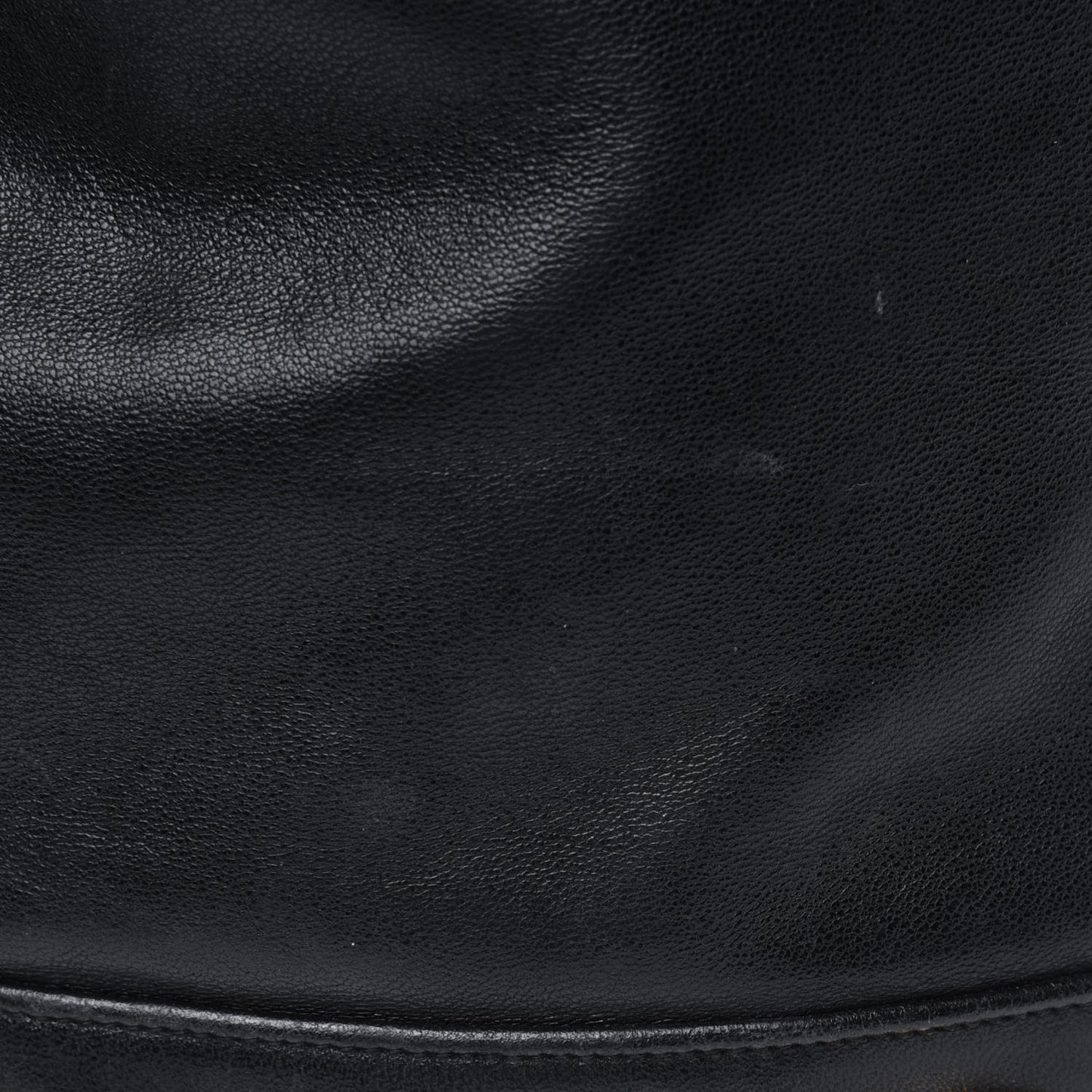 Lambskin Drawstring Bucket Bag Black