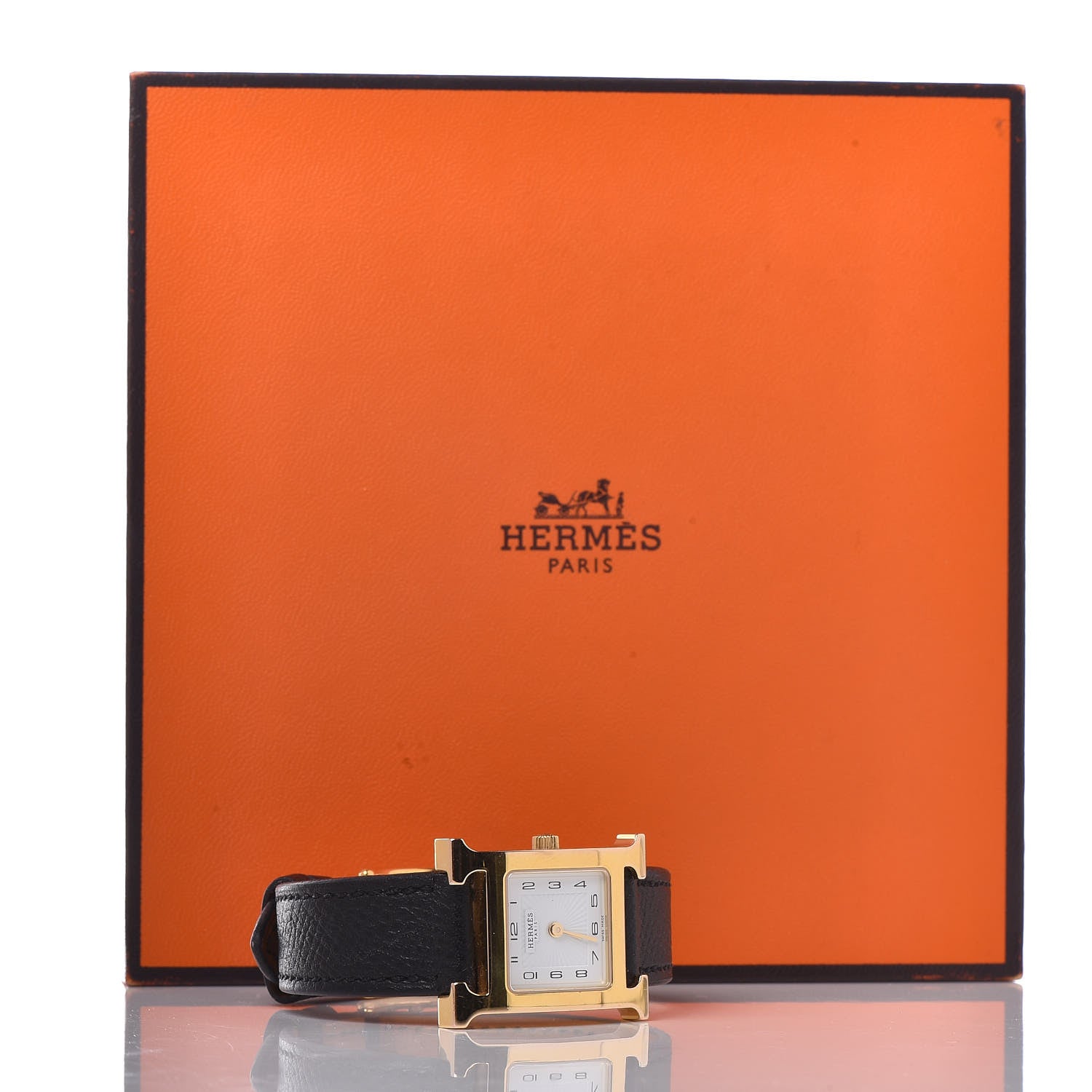 Hermes Stainless Steel Epsom 21mm Heure H Hour Quartz Watch Noir 10 of 10