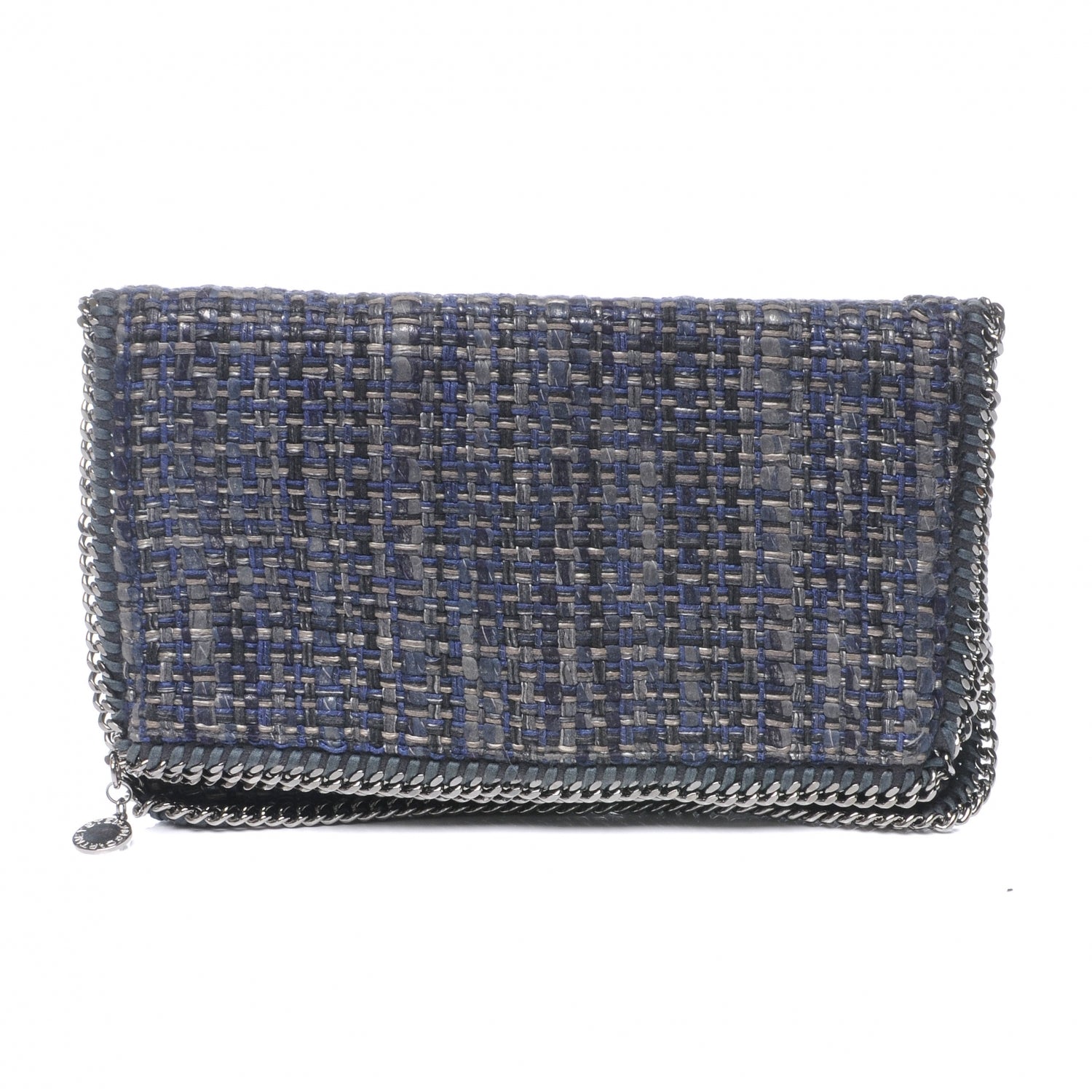 Stella McCartney Woven Boucle Fold Over Falabella Clutch Blue 1 of 9