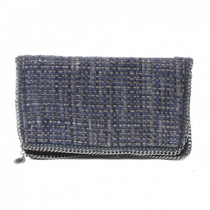 Stella McCartney Woven Boucle Fold Over Falabella Clutch Blue 1 of 9
