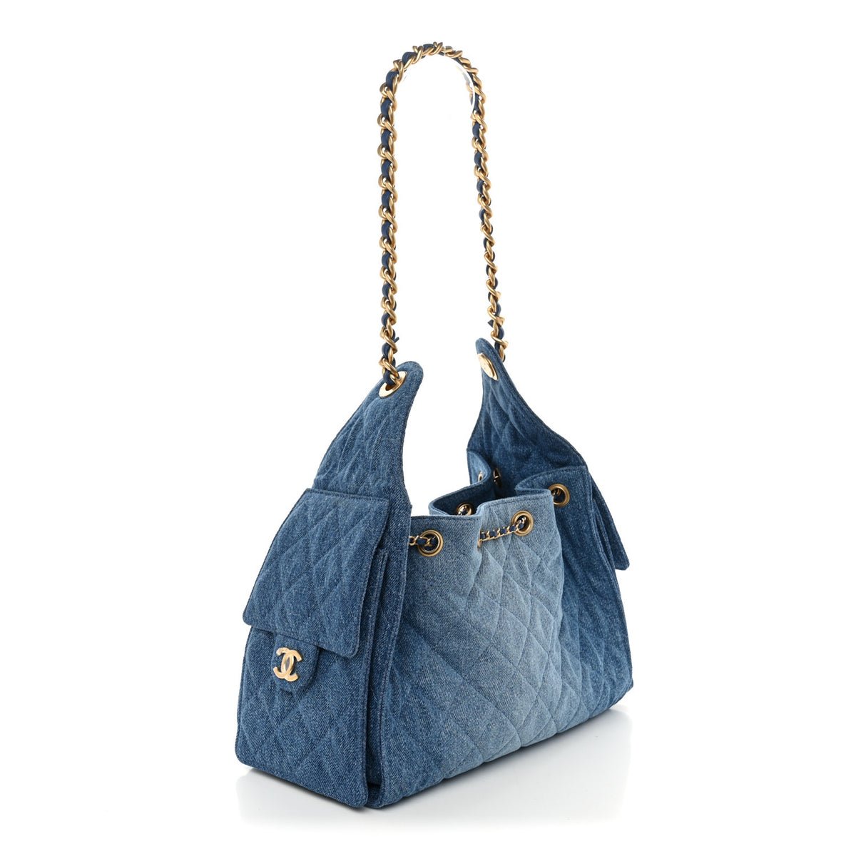 Chanel Washed Denim Quilted Small Chanel 25 Handbag Blue 3 of 10