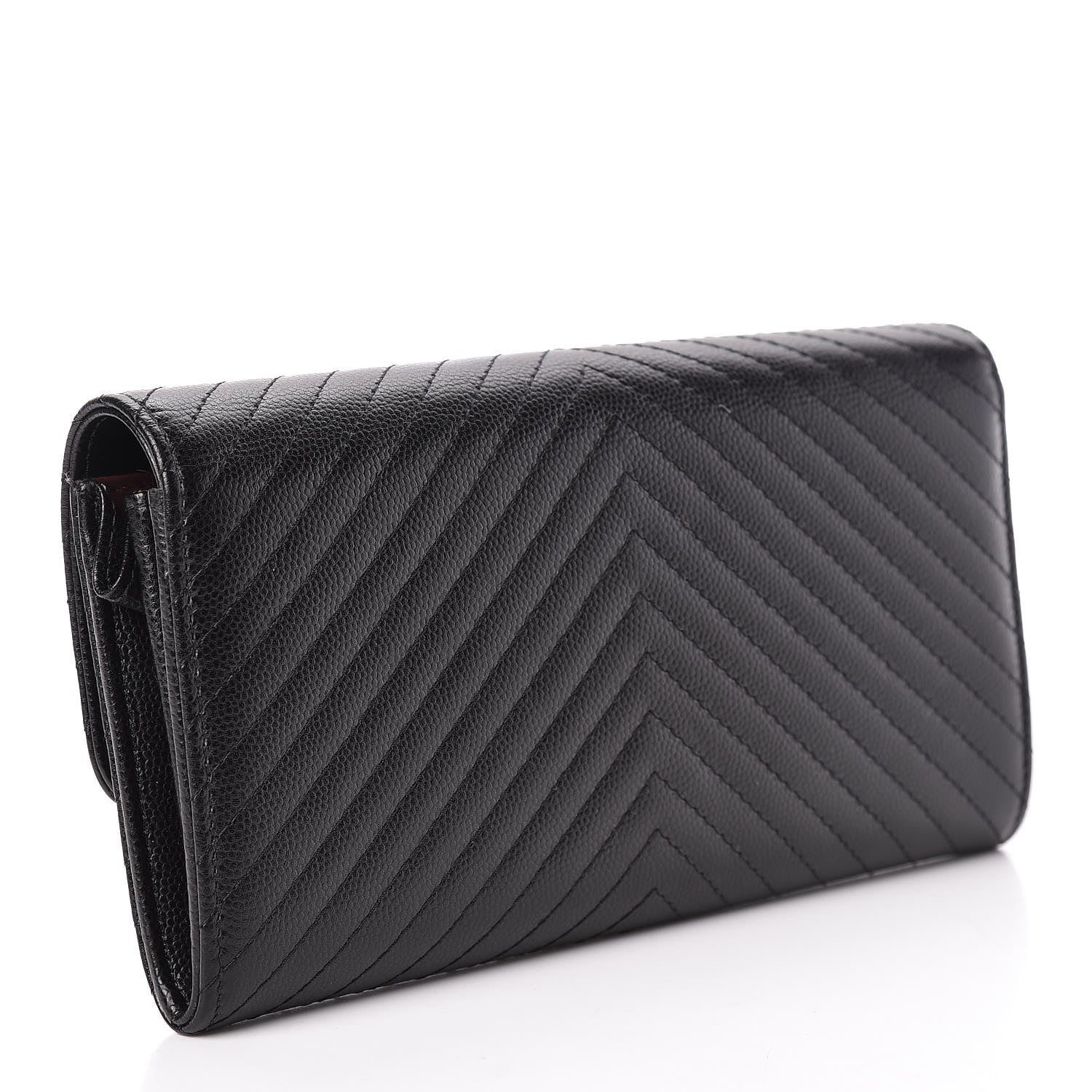 Chanel Caviar Chevron Quilted Large Flap Wallet Black 3 of 10