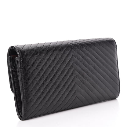 Chanel Caviar Chevron Quilted Large Flap Wallet Black 3 of 10