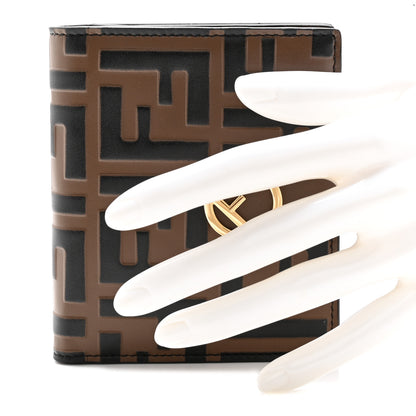 Fendi Vitello Soft F is Fendi Bi-Color FF 1974 Embossed Compact Wallet Maya Black 2 of 10