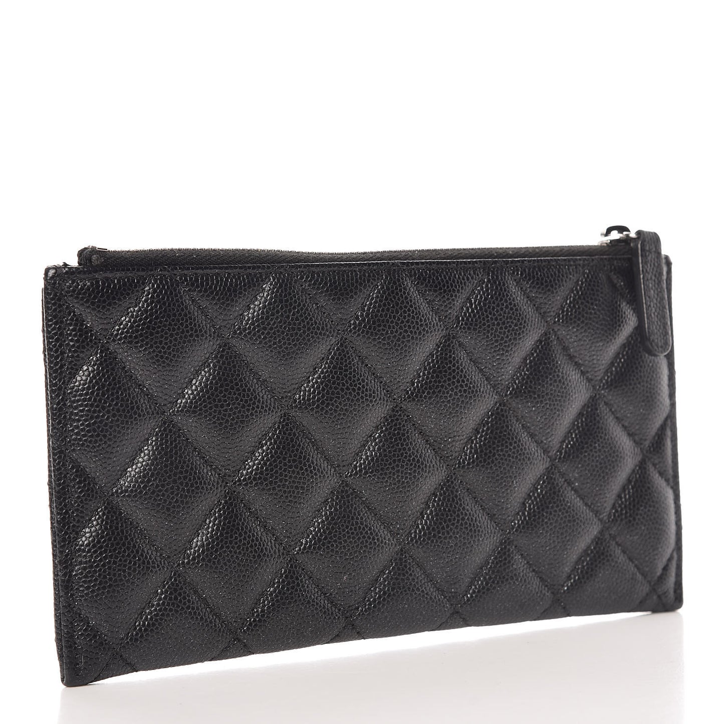 Iridescent Caviar Quilted Classic Zip Pouch Black