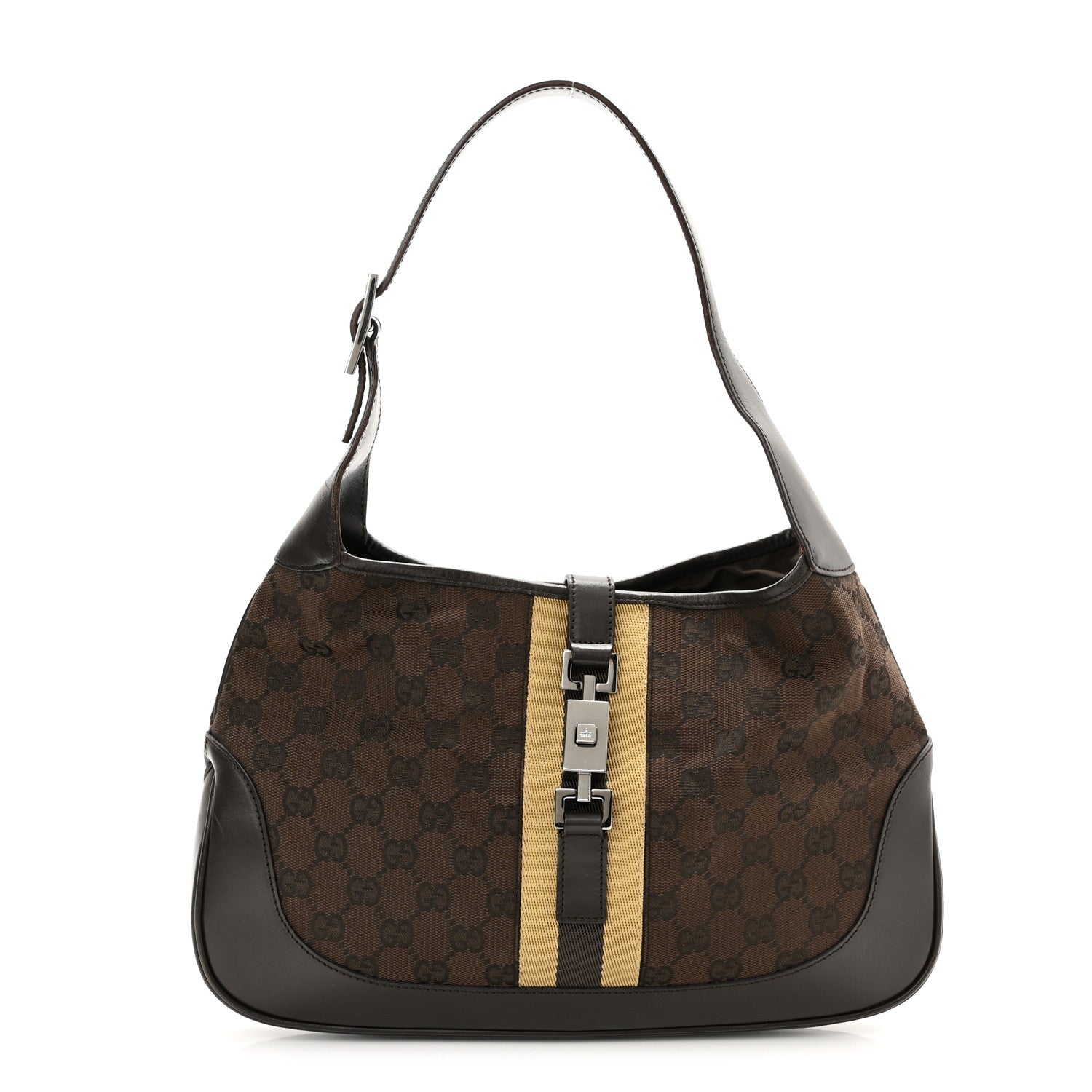 Gucci Monogram Small Jackie O Hobo Dark Brown 1 of 13