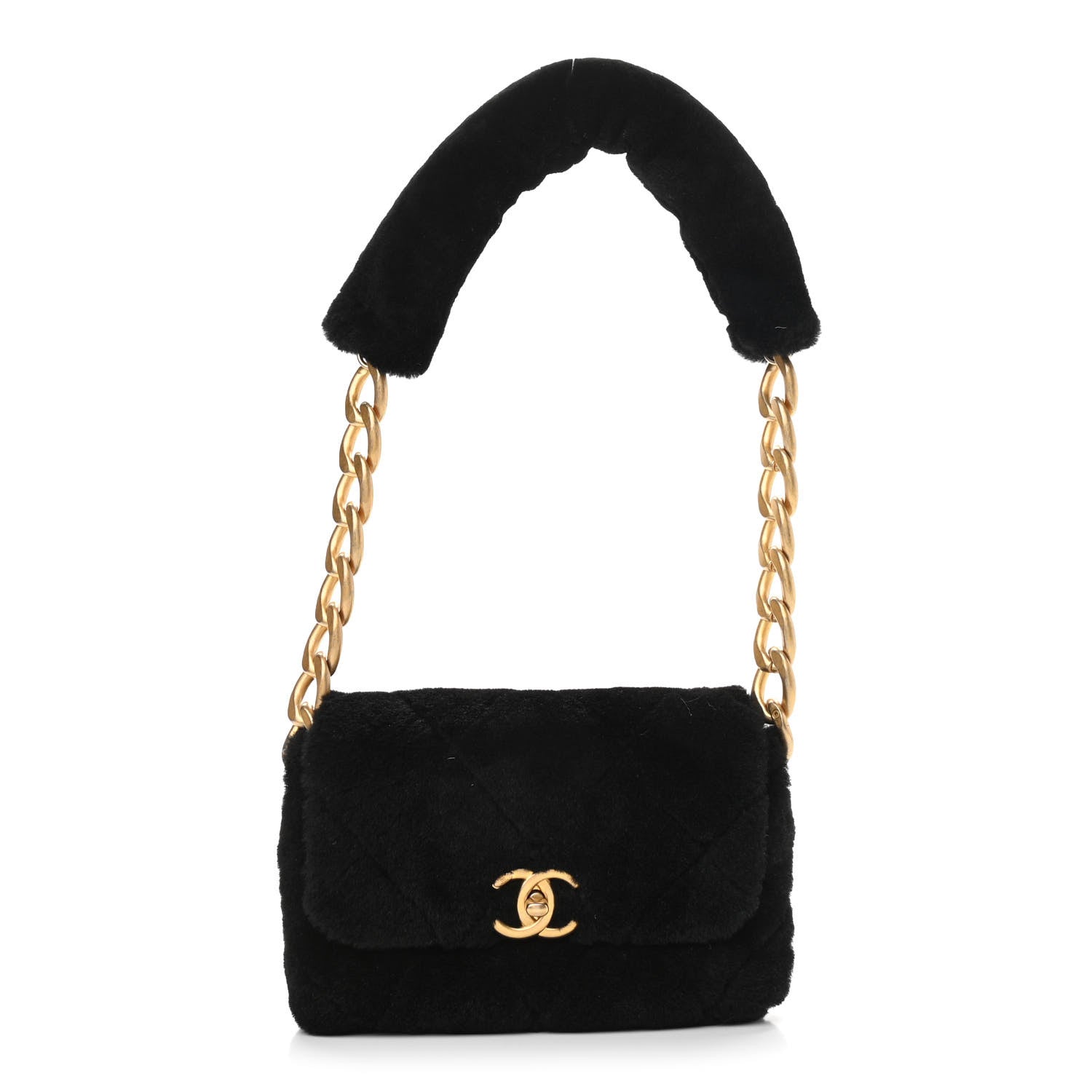 Chanel Shearling Quilted Single Flap Black 1 of 11