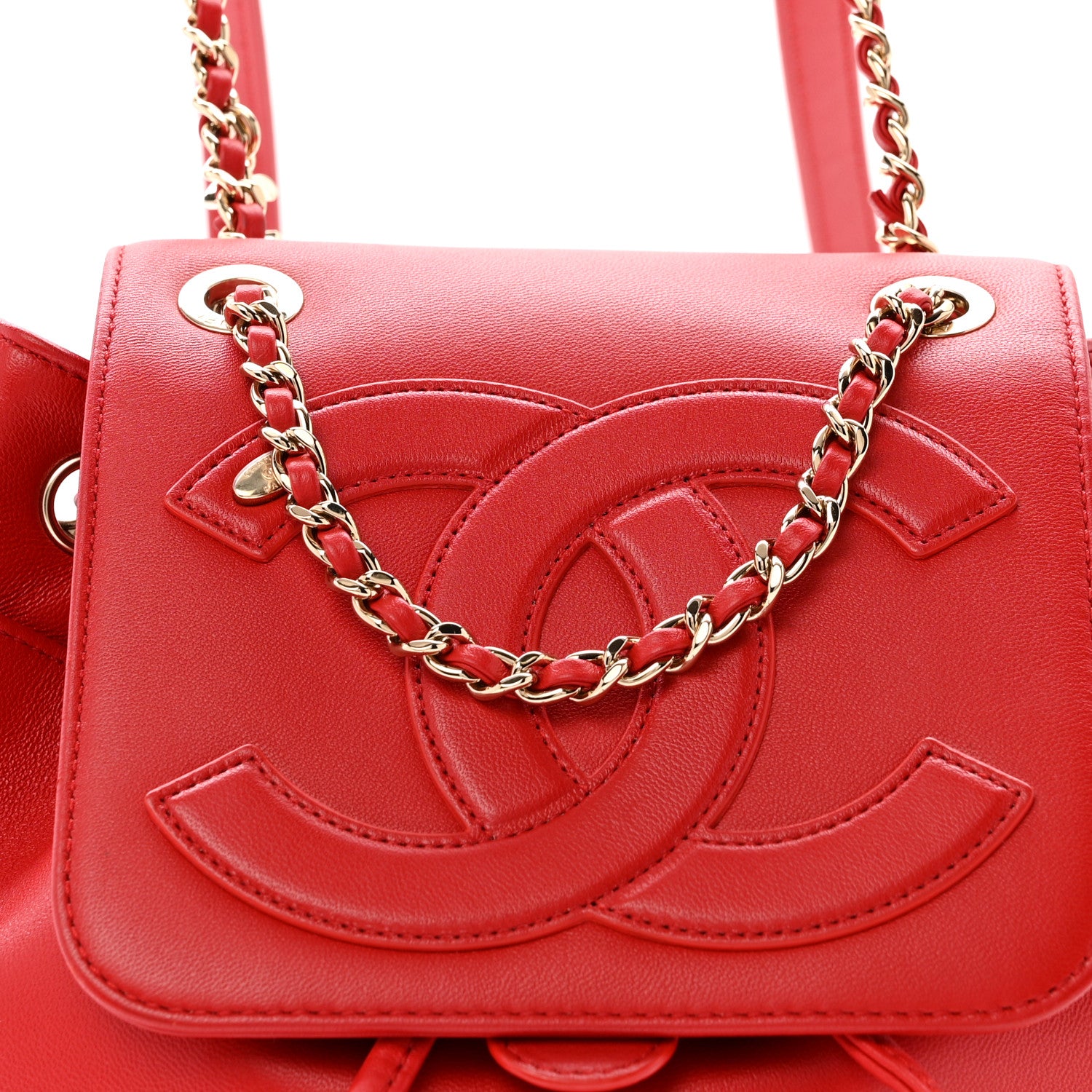 Chanel Lambskin CC Mania Backpack Red 8 of 12