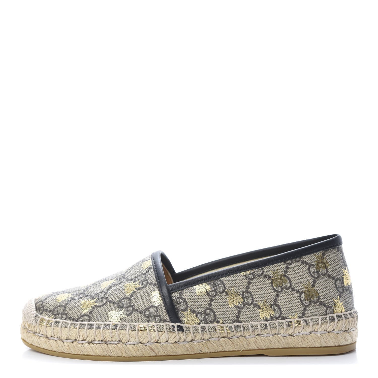 Gucci GG Supreme Monogram Bees Espadrille Flats 36 Beige Ebony Oro Black 1 of 10