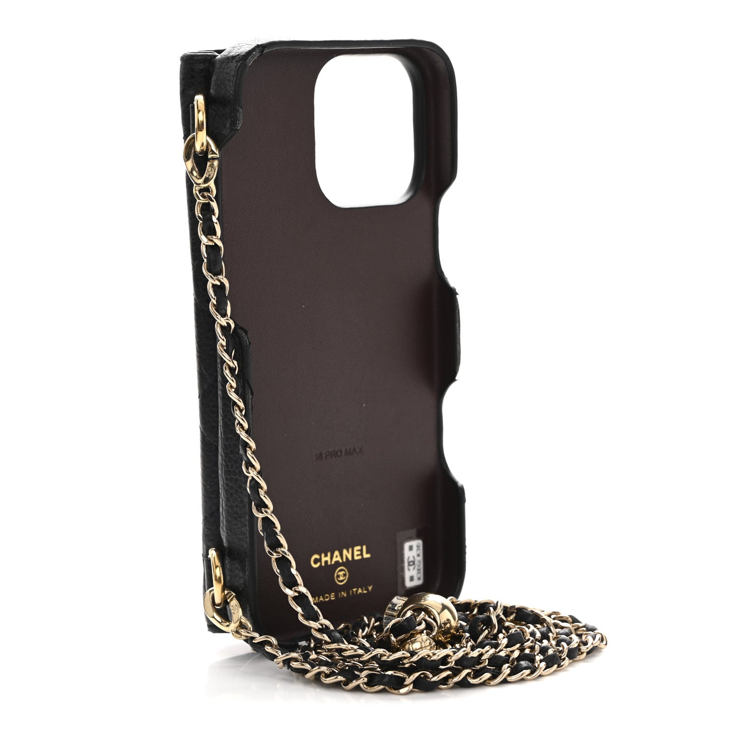 Chanel Caviar Quilted Pearl Crush iPhone 16 Pro Max Case With Chain Black 3 of 9