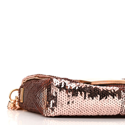 Fendi Sequin Metallic Nappa Pequin Mini Baguette Rame 10 of 13